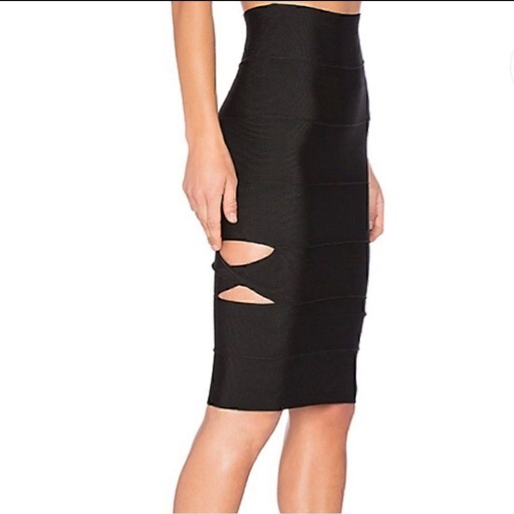 Lolitta skirt womens size 2 Sophia cut‎ out Midi Bandage BodyCon Black Pencil